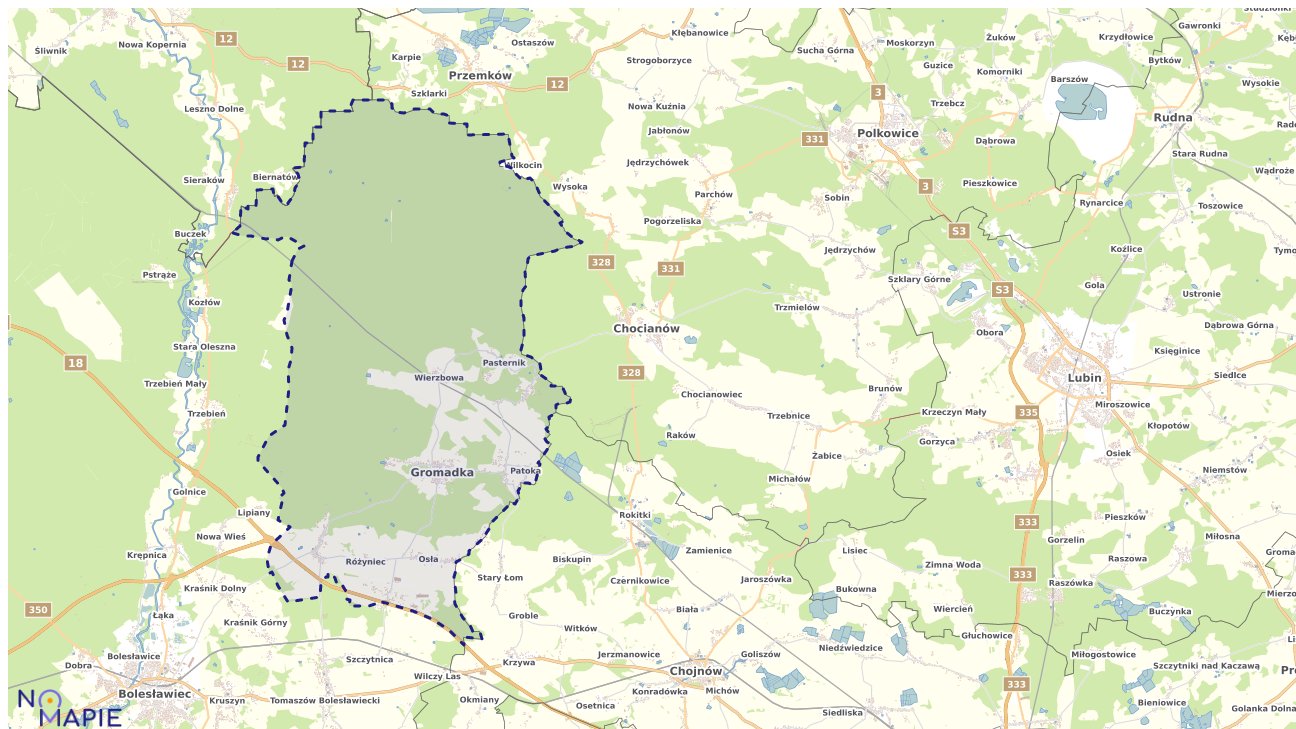 Mapa obszarów ochrony przyrody Gromadki